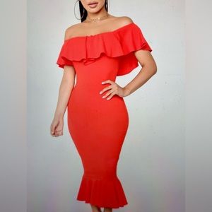Fashion Nova Ruffle Midi Dress